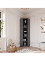 Estante de Canto em Madeira Maciça – Acabamento na cor cinza com cera | Coleção Biblioteca